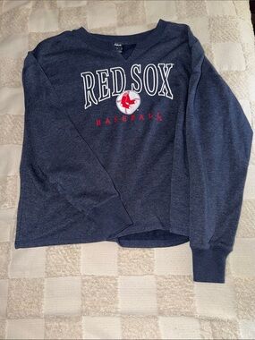 Majestic Navy Blue Red Sox Crewneck Sweatshirt with Team Logo